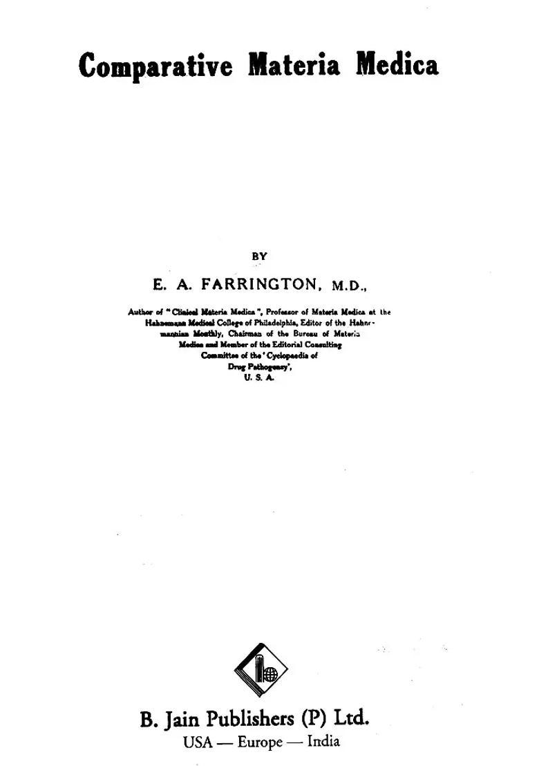 Comparative Materia Medica - Indya