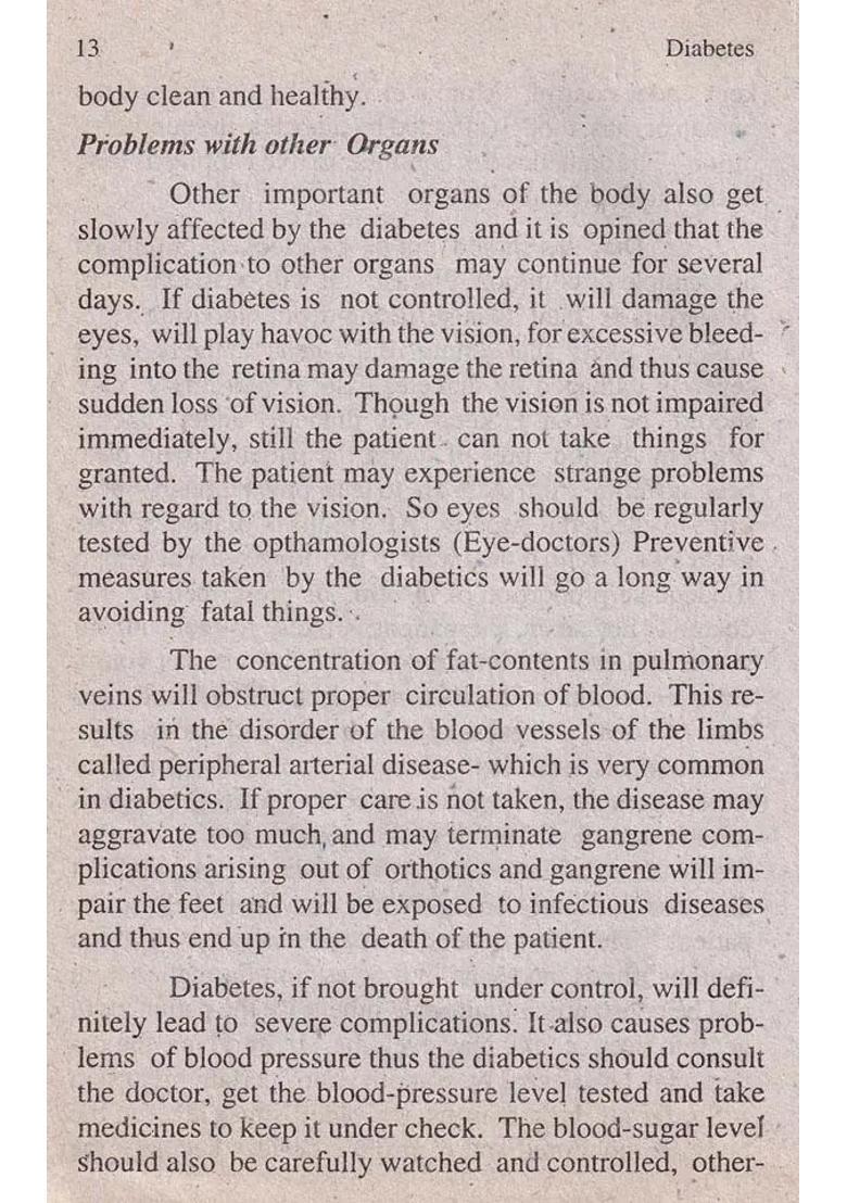 Diabetes (Sugar Complaint) - Indya
