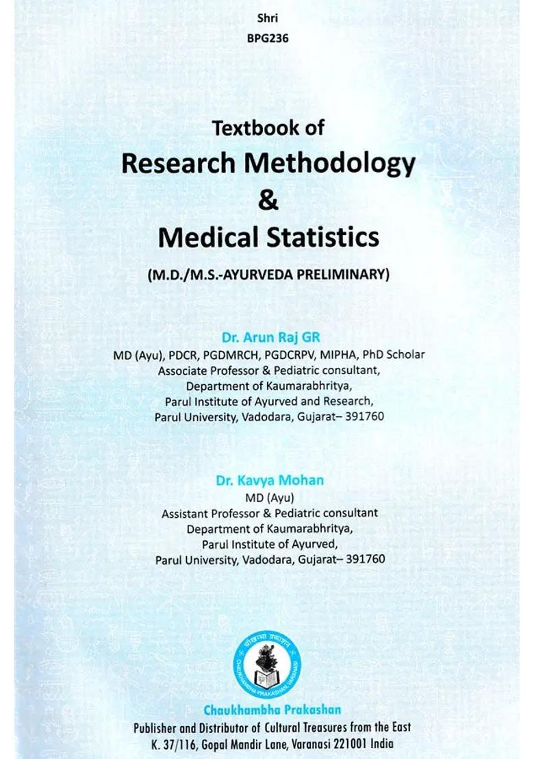Textbook of Research Methodology Medical Statistics (MDMS- Ayurveda Preliminary) - Indya