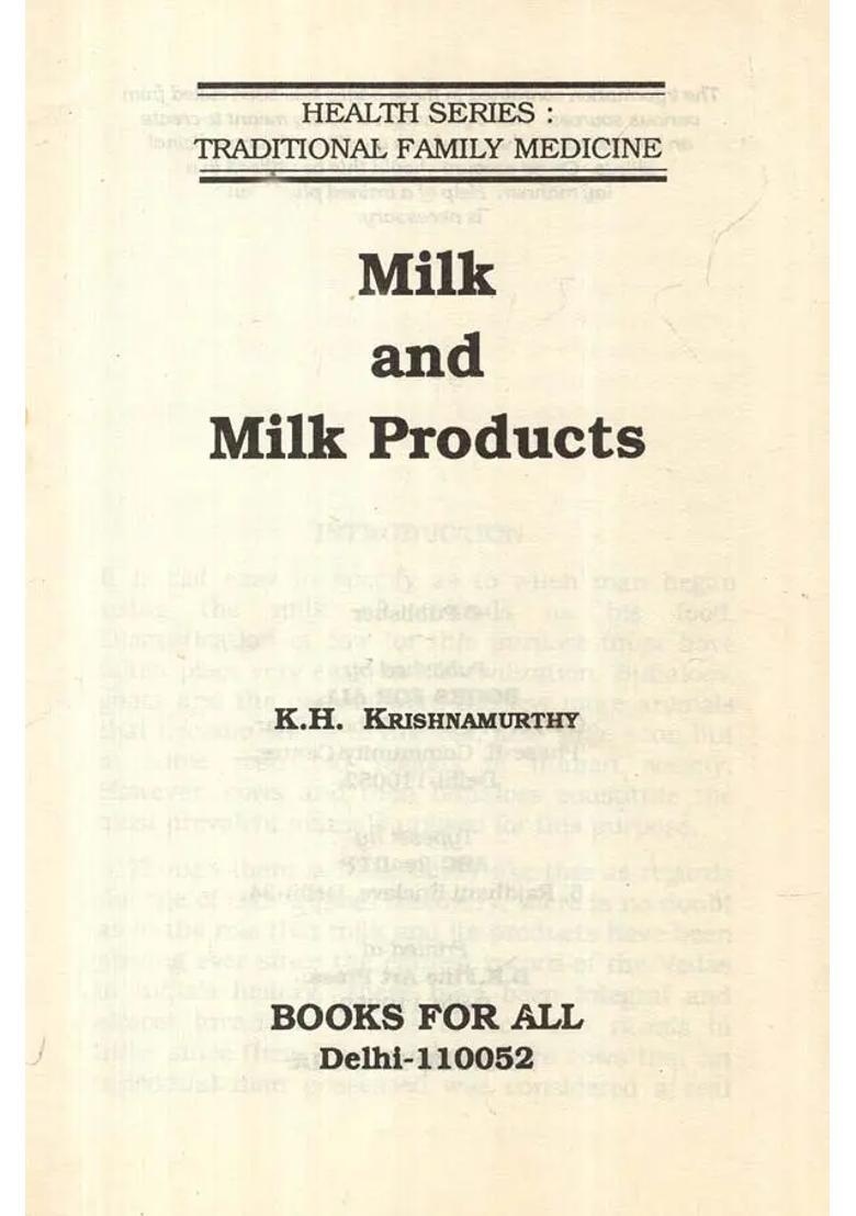 Milk and Milk Products- Traditional Family Medicine (Health Series) - Indya