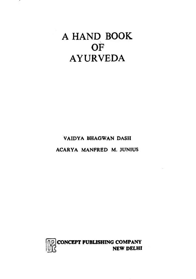 Handbook of Ayurveda - Indya