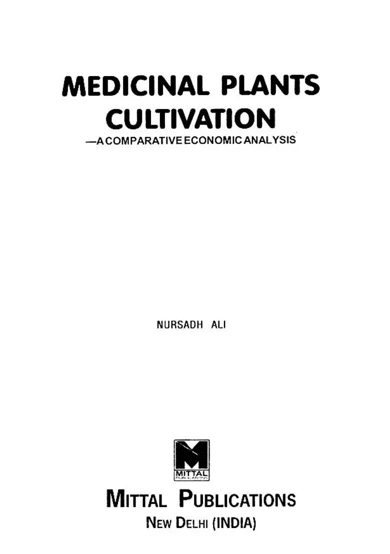 Medicinal Plants Cultivation A Comparative Economic Analysis - Indya