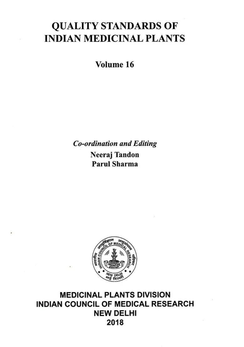 Quality Standards of Indian Medicinal Plants Volume- 16 - Indya