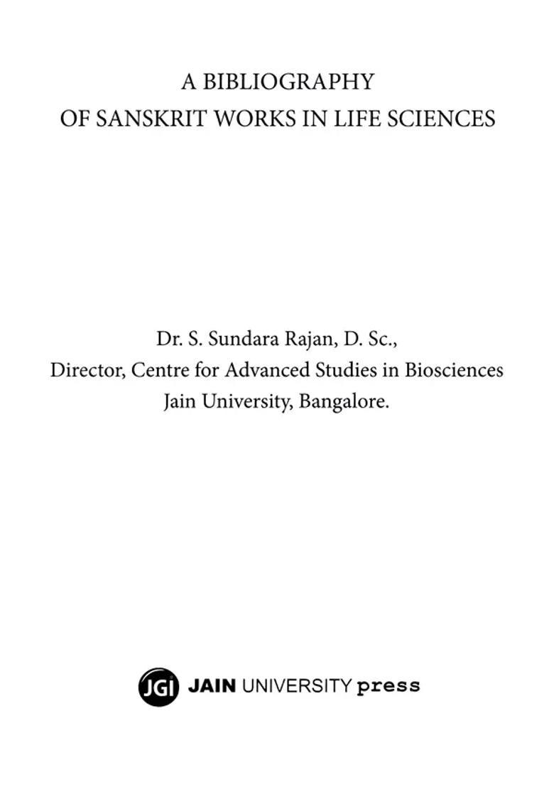 A Bibliography of Sanskrit Works in Life Sciences - Indya