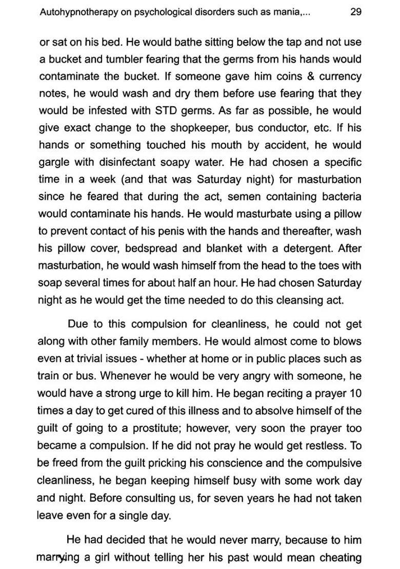 Autohypnotherapy On Psychological Disorders Such as Mania, Depression Etc - Indya