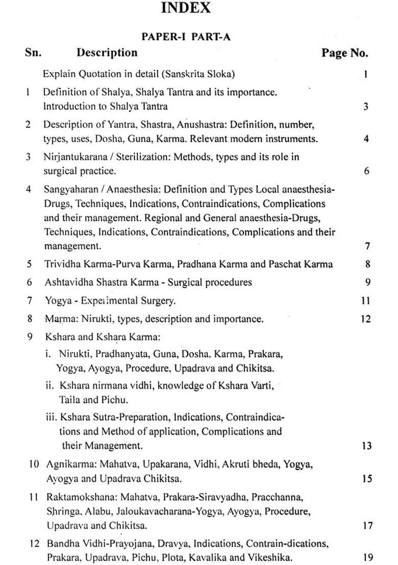 Question Bank on Shalya Tantra - Indya