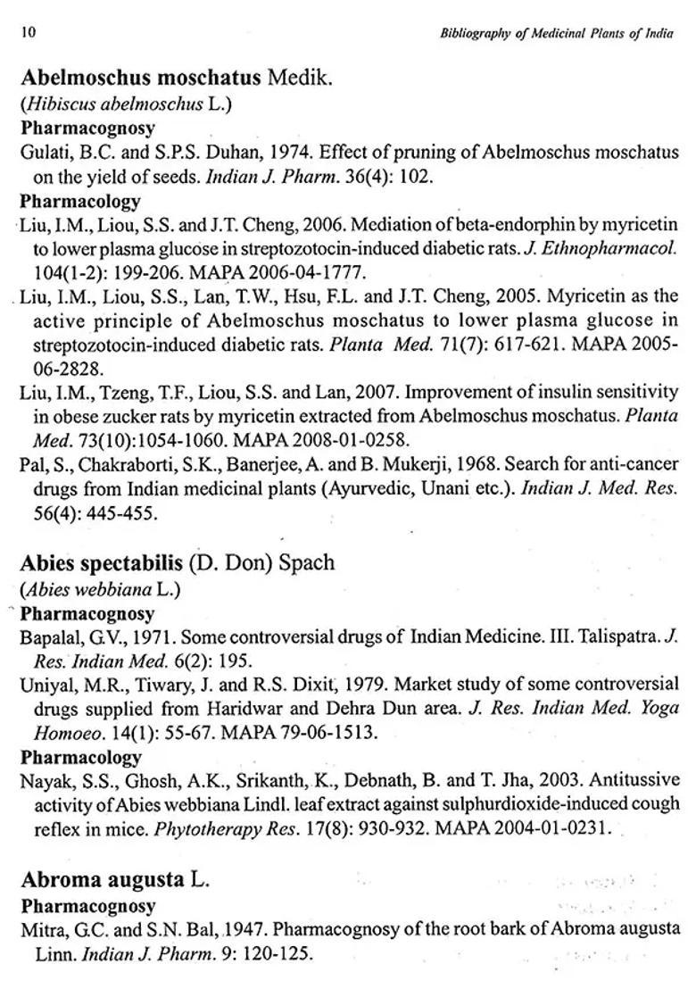 Biblography of Medicinal Plants of India (Pharmacognosy Pharmacology) - Indya