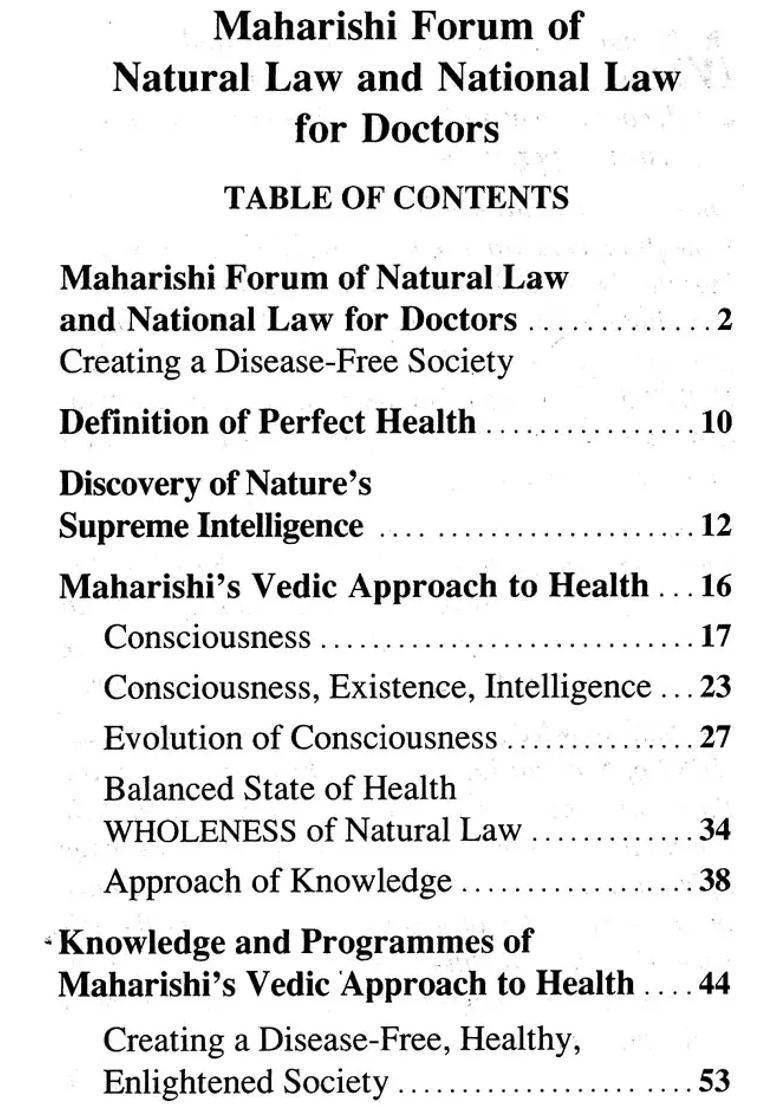 Maharishi Forum of Natural Law and National Law for Doctors (Perfect Health for Everyone Disease-Free Society) - Indya