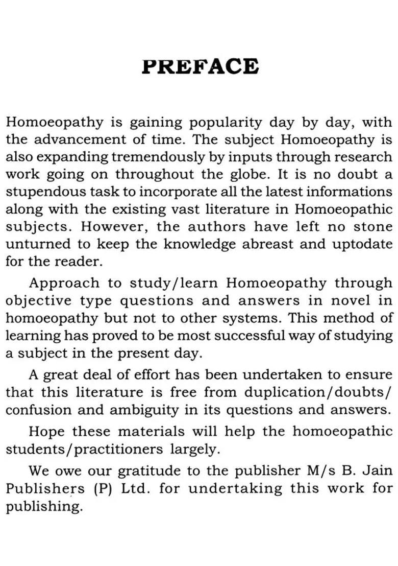 Learning Homoeopathy Through Objective Type Questions and Answers (Materia Medica, Repertory, Pharmacy Organon) - Indya