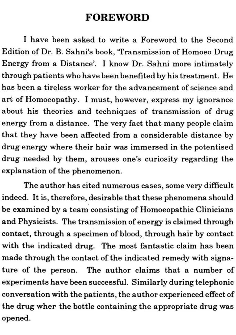 Transmission Homoeo Drug-energy from a distance - Indya