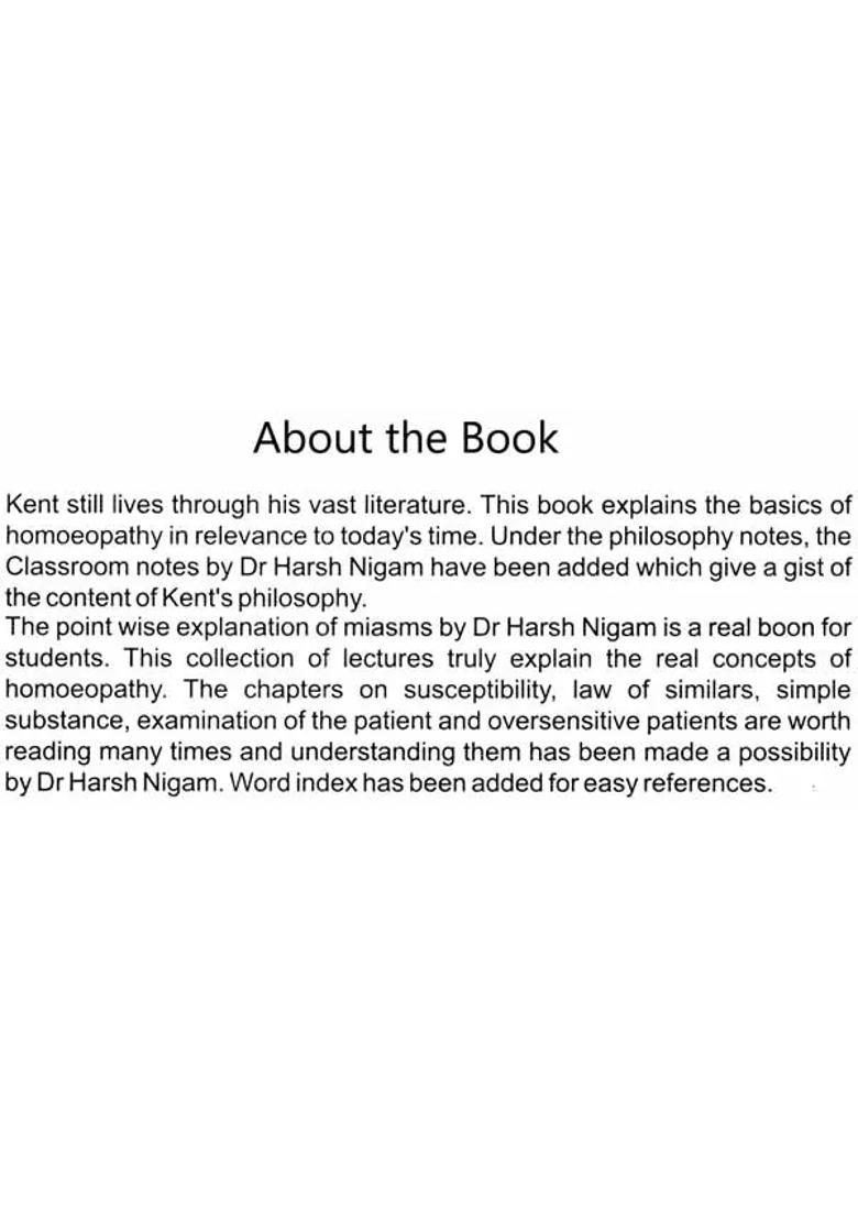 Lectures on Homoeopathic Philosophy with Classroom Notes and Word Index (7th Edition) - Indya