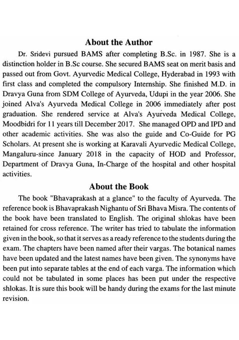 Bhavaprakash at a Glance - Indya