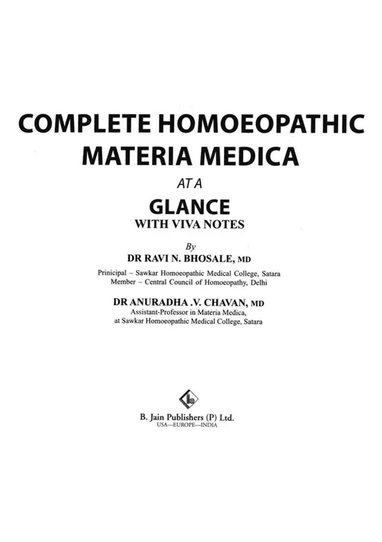 Homoeopathic Materia Medica at a Glance - Indya