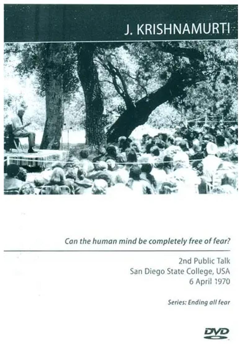 Can the Human Mind be Completely Free of Fear DVD Krishnamurti Foundation - Indya