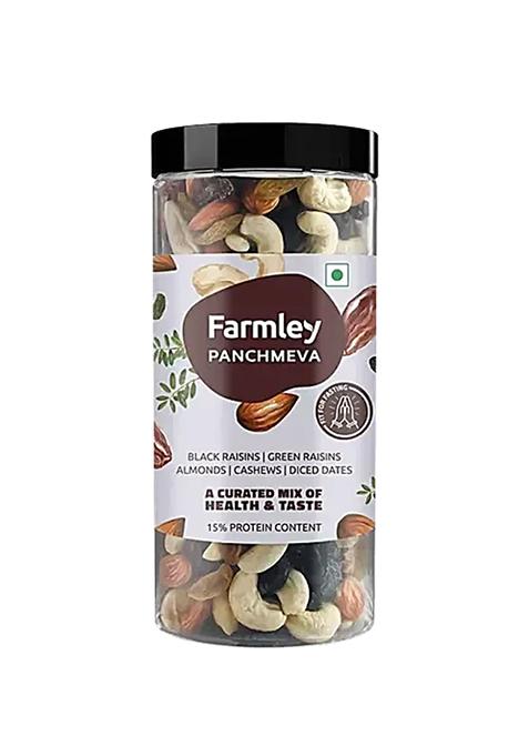 Mix Dry Fruit Panchmeva - Almond, Cashew, Dates, Black Raisin, Green Raisin - 405 G - Jar