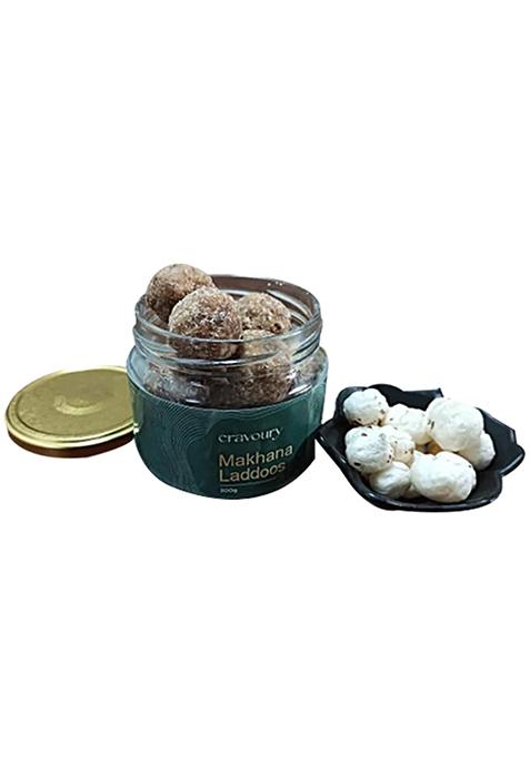 Cravoury Makhana Laddoos - Almonds, Seeds, Dates And Jaggery Blend, Healthy, 200 G Jar