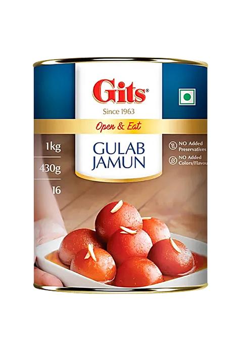 Gits Gulab Jamun - Open And Eat, No Added Preservatives, Colours And Flavours, 1 Kg (16 Pcs)