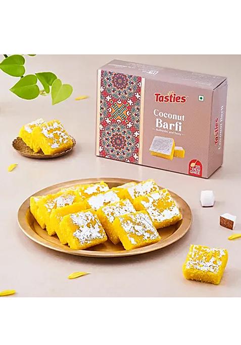 Tasties Coconut Barfi Mithai - Sweet - Made With Desi Ghee, 200 G