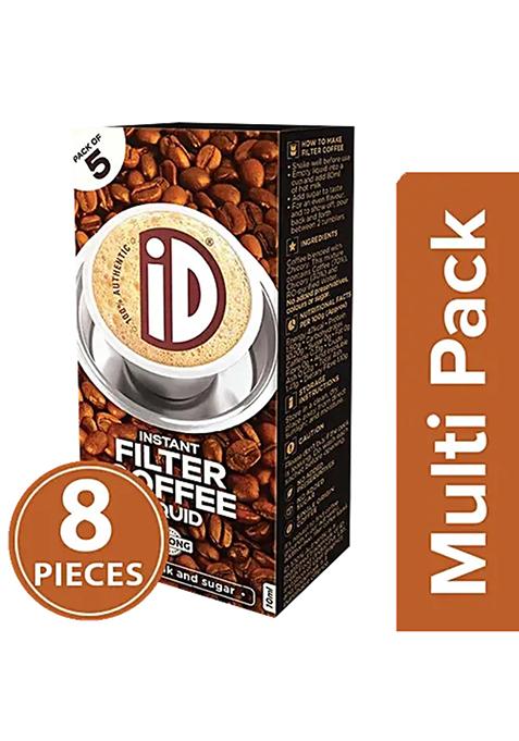 Id Instant Filter Coffee Liquid - Strong, Chicory Blend, No Preservatives, 400 Ml ( 8 Units X Pack Of 5(10 Ml Each))