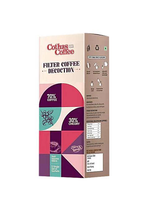 Cothas Coffee Filter Coffee Decoction Chicory Blend Roasted Ground Smooth No Preservatives 70:30, 100 Ml (Pack Of 5)