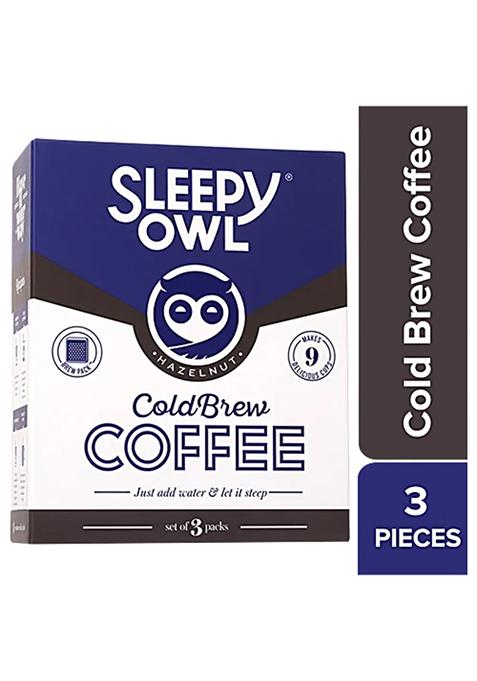 Sleepy Owl Hazelnut Cold Brew Packs, 150 G (3 Bags X 50 G Each)