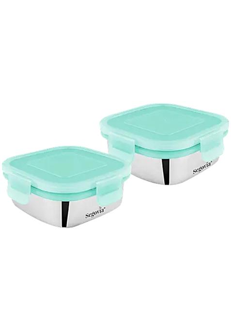 Segovia Stainless Steel Clip Lock Lunch Box-Food Storage-Utility Container With Lid - Rustproof, 450 Ml (Set Of 2)