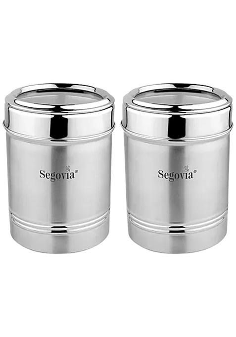 Segovia Stainless Steel Canister-Container - See Through Lid, Airtight, Silver, 1 L (Set Of 2)