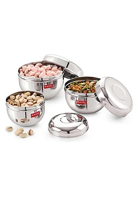 Hazel Stainless Steel Container With Lid - Apple Shape, 3 Pcs