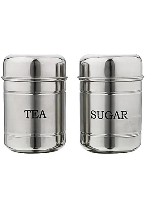 Kitchen Essentials Tea Sugar Condiment Steel Container-Canister Set, 600 Ml (Set Of 2)