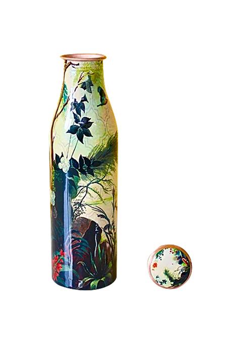 Decan Copper Meenakari Print Bottle (Cream), 950 Ml