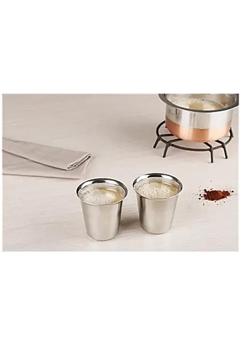 Bb Home Rampatra Coffee-Tea Glass - Stainless Steel, 14 Cm , Silver, 150 Ml (Set Of 2)