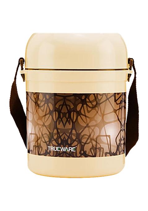 Trueware Office 3 Insulated Lunch Box - With Stainless Steel Containers, Brown, 1 Pc (3 X 300 Ml)