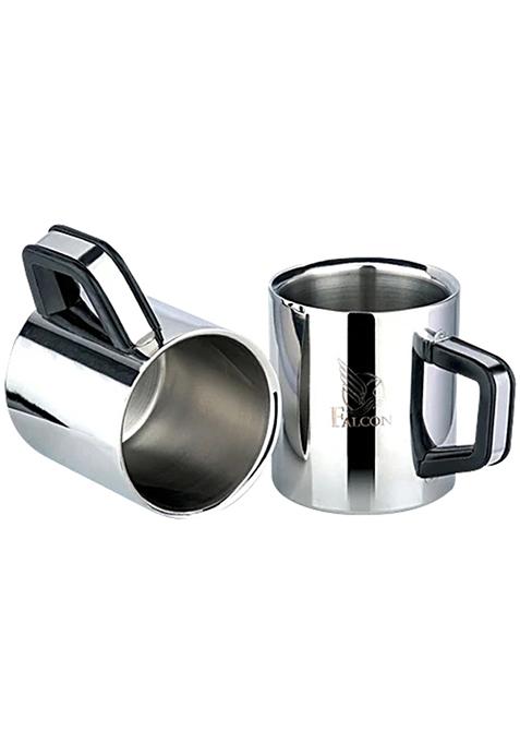 Pddfalcon Wake-Up Bakelite Stainless Steel Double Wall Mug, 280 Ml (Set Of 2)