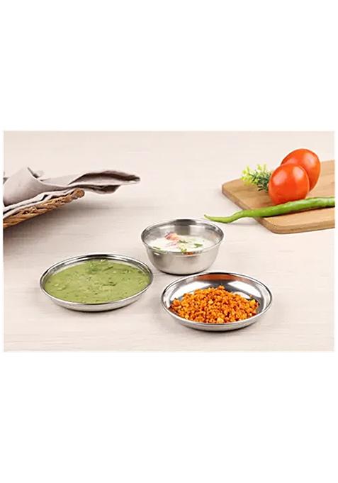 Bb Home Chatni Plate - No.5, Stainless Steel, Small, Silver, 4 Pcs