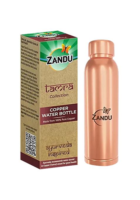 Zandu Tamra Collection 100% Pure Copper Water Bottle, 950 Ml