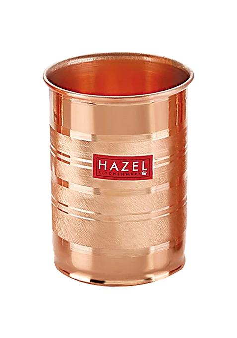 Hazel Copper Glass-Tumbler - Designer Hammered Finish, Sturdy, For Everyday Use, 400 Ml (1 Pc)