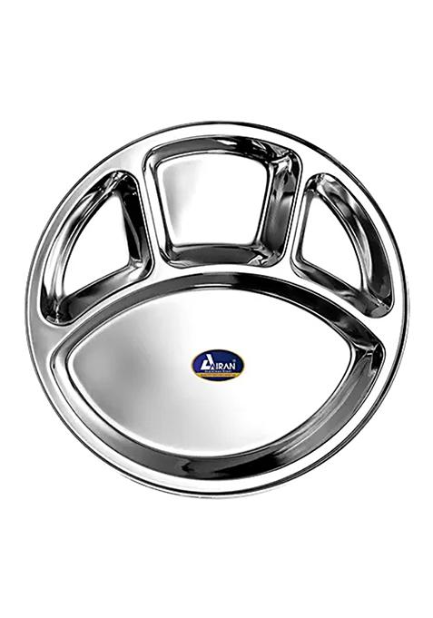 Airan Stainless Steel 4 In 1 Bhojan Plate - No. 12, 2 Pcs