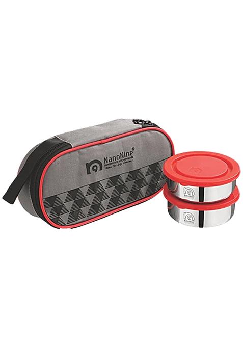 Nanonine Stainless Steel Lunch Box-Tiffin Set With Bag - Brunch, 300 Ml Set Of 2