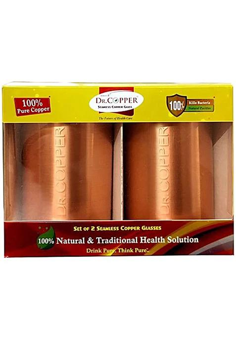 Dr.Copper Seamless Copper Glasses, 500 Ml Pack Of 2