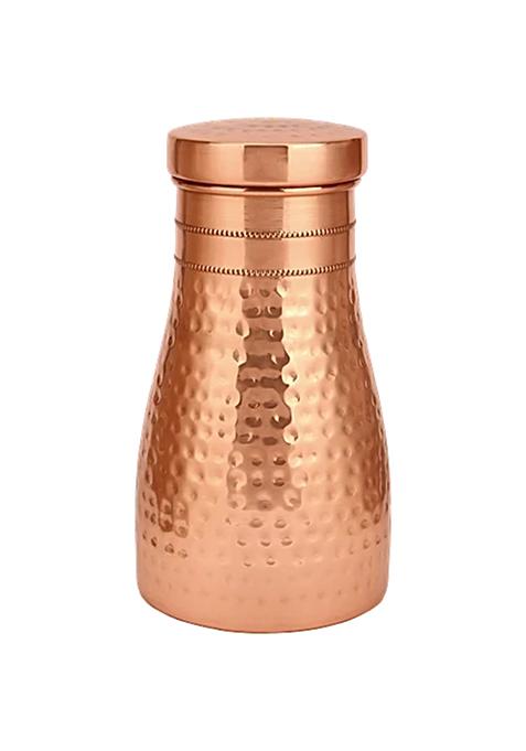 Prime-Metal Copper Hammered Bedroom Bottle - With Glass Inside, 1 L (Glass, 150 Ml)