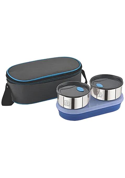 Nanonine Lunch Box-Tiffin Set Stainless Steel Airtight With Chapati Box And Bag, 3 Pc