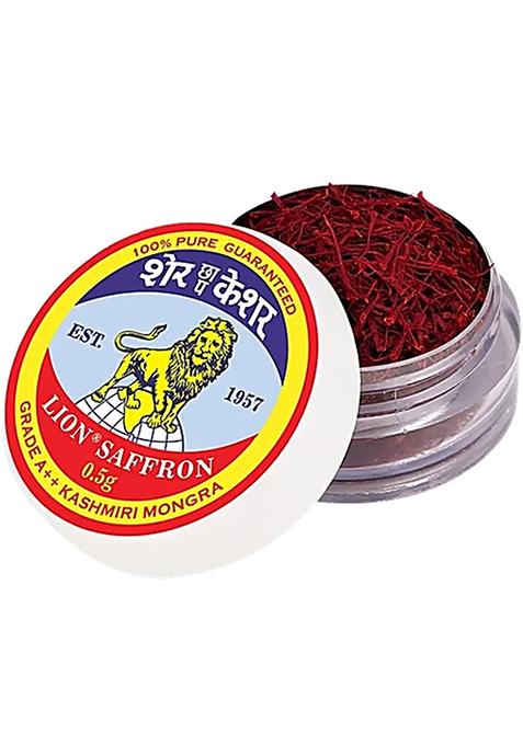 Lion Saffron Kashmiri Mongra Kesar Grade A Used For Cooking Glowing Skin Safe For Pregnant Women 05 G