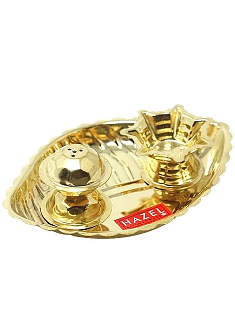 Hazel Shank Karma Brass Pooja Thali Brass For Prayer Home Decor Royal Look 1 Pc