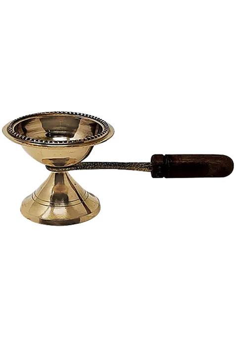 Trm Brass Dhoop Aarti With Wooden Handle No2 1 Pc