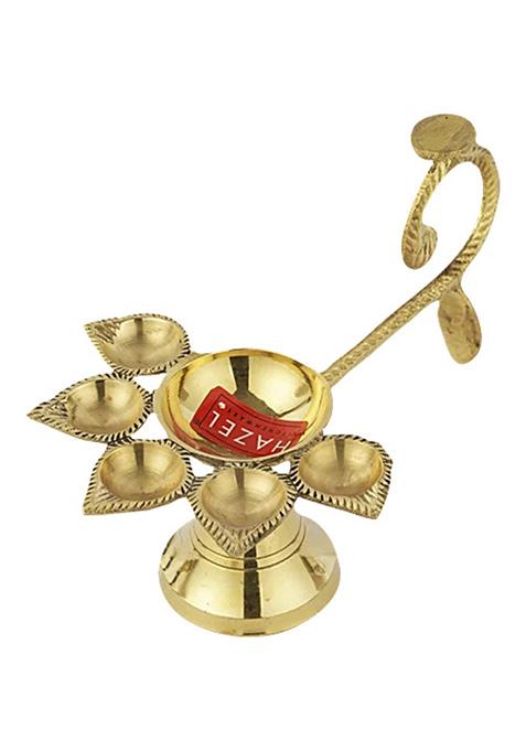 Hazel Brass Puja Arrti Panch Aarti S2 Golden 1 Pc