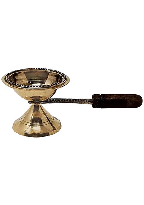 Trm Brass Dhoop Aarti With Wooden Handleno3 1 Pc