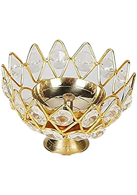 Decan Brass Crystal Diya Elegant Premium Durable Ideal For Puja Rooms 200 G