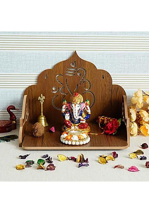 Ecraftindia Ganesha Design Laminated Wood Pooja Templemandir 1 Pc