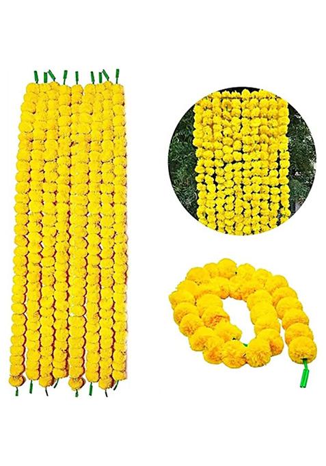 Divine Art Artificial Dark Yellow Marigold Flower Garlands Approx 45 Ft Long 5 Pc