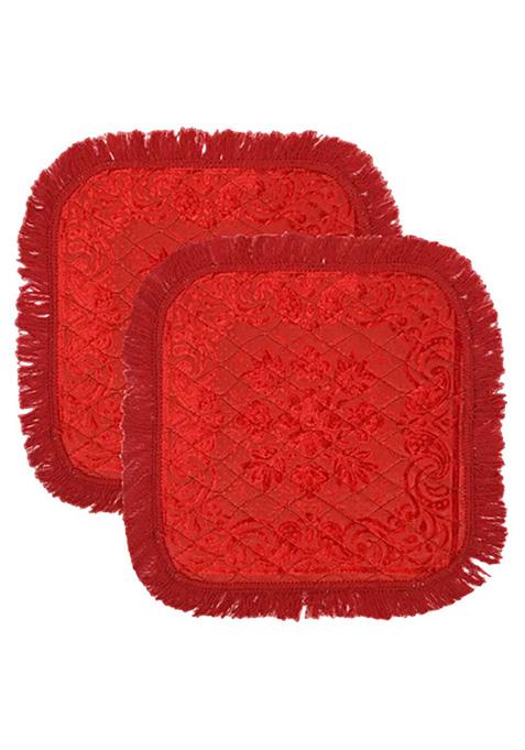 Jbg Home Store Velvet Poojameditation Mat 51 X 51 Cm Red 2 Pcs